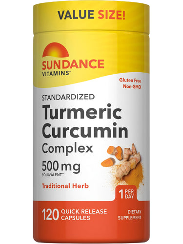 Sundance Vitamins Turmeric Curcumin Complex, 500 mg, 120 Quick Release Capsules, Gluten Free, Non-GMO.