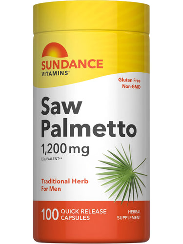 Sundance Vitamins Saw Palmetto 1,200 mg Equivalent, 100 Quick Release Capsules. Gluten Free, Non-GMO.