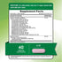 Label showing supplement facts for SD Ashwagandha 3000mg with 60 capsules per bottle.