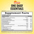 Supplement Facts panel for SD One Daily Essential Multi, 60 Tablets, providing essential vitamins and minerals.