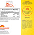 Zinc + Vit C bottle with icons indicating no gluten, wheat, yeast, milk, lactose, artificial flavor, sweetener, NON-GMO.