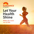 Young woman running in a sunlit field at sunset, next to the Sundance Vitamins logo and 'Let Your Health Shine' text.