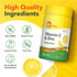 A Vitamin C & Zinc bottle featuring labels: Non-GMO, Gluten Free, Lactose Free, Soy Free, No Artificial Sweeteners.