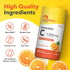 Bottle of chewable Vitamin C with labels: Non-GMO, Gluten Free, Lactose Free, Soy Free, No Artificial Flavors or Colors.