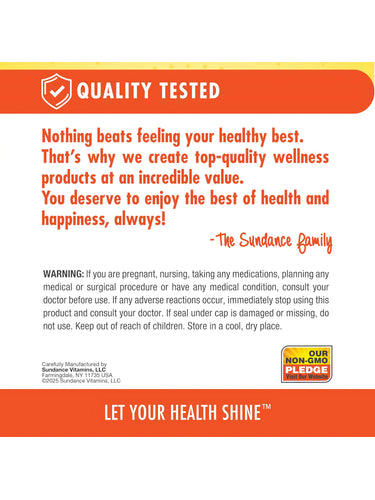 Infographic stating quality tested and our non-GMO pledge.