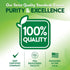 Infographic highlighting purity and excellence: 100% quality, GMP certified, FDA registered, packaged in the U.S.A.