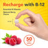B-12 5,000 mcg Methyl Fast Dis Tabs: vegan berry-flavored tablet, 5/16', held with '50 Vegan Tablets' text visible.