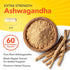 Extra Strength Ashwagandha, 60 quick-release capsules with pure root and black pepper extract for enhanced absorption.