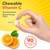 Vegan Chewable Vitamin C, Natural Orange Flavor. Contains 90 tablets, each measuring 5/16 inches.