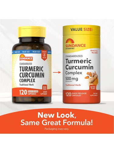 Sundance Vitamins Turmeric Curcumin Complex 500 mg, 120 Quick Release Capsules. New look, same great formula!
