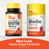 SD Biotin 5000 mcg 30 Fast Dissolve Tablets, showing old bottle and new packaging. Natural Berry Flavor, now Vegan.