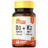 Hand holding Quick Release Softgels with 5000 IU D3 (125 mcg) and 100 mcg MK-7 K2.
