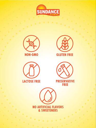 Co Q-10 bottle displaying labels: NON-GMO, GLUTEN FREE, LACTOSE FREE, PRESERVATIVE FREE, No Artificial Flavors/Sweeteners.